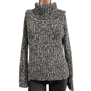 Ann Taylor LOFT Variegated Cowl Neck Sweater, Blk and Wht,‎ Sz M